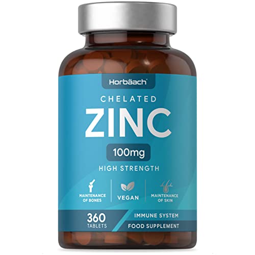 High Strength Chelated Zinc 100mg - 360 Vegan Tablets