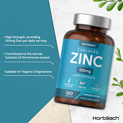 High Strength Chelated Zinc 100mg - 360 Vegan Tablets