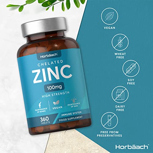 High Strength Chelated Zinc 100mg - 360 Vegan Tablets