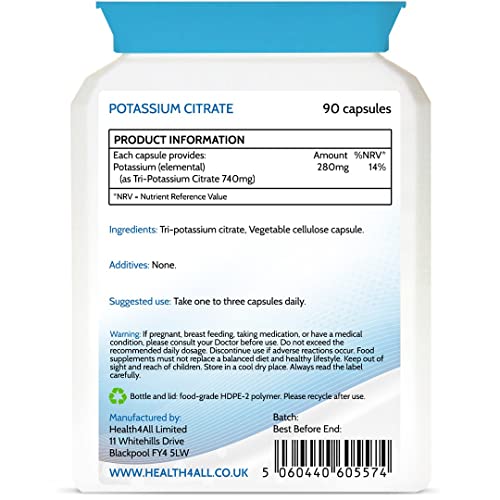 Potassium Citrate 740mg - 90 Vegan Capsules