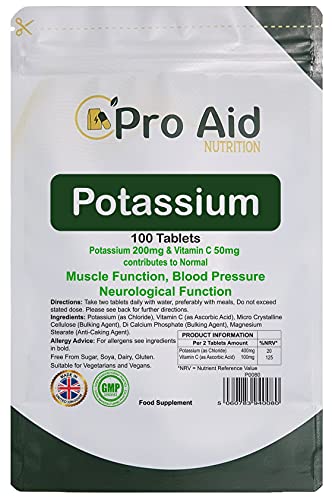 Potassium Tablets 200mg - 100 Count Supplement
