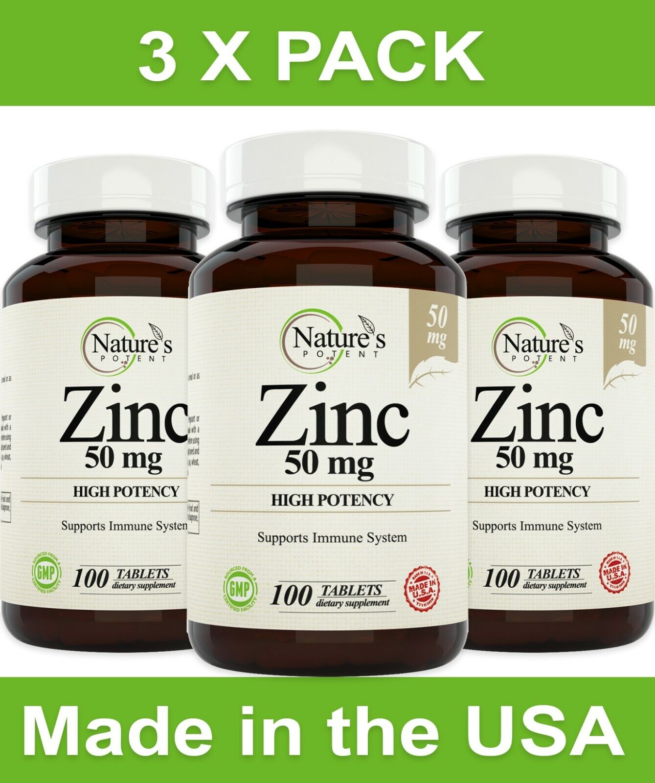 Zinc Supplement for Immune Support (3 Pack)