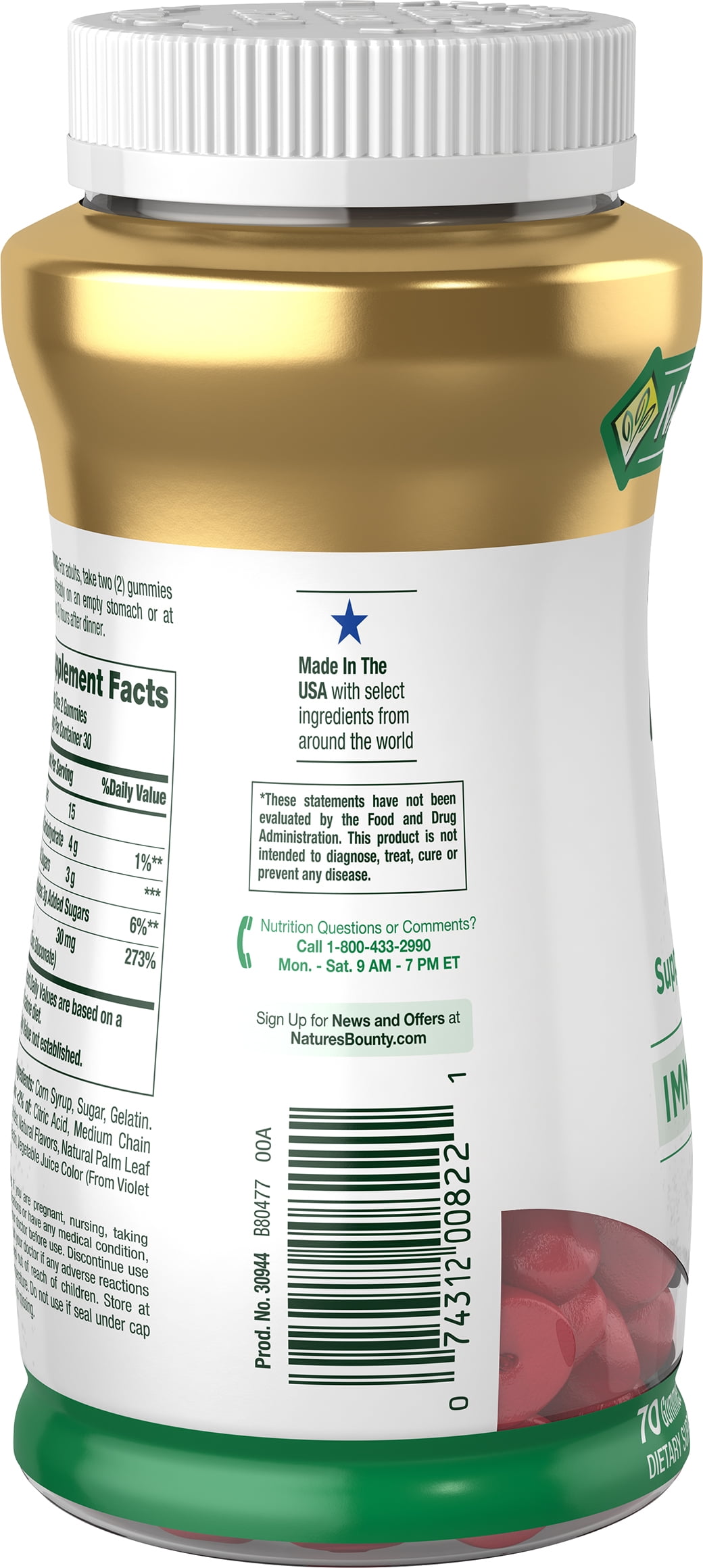 Nature's Bounty Zinc Gummies for Immune Support, 70 Ct