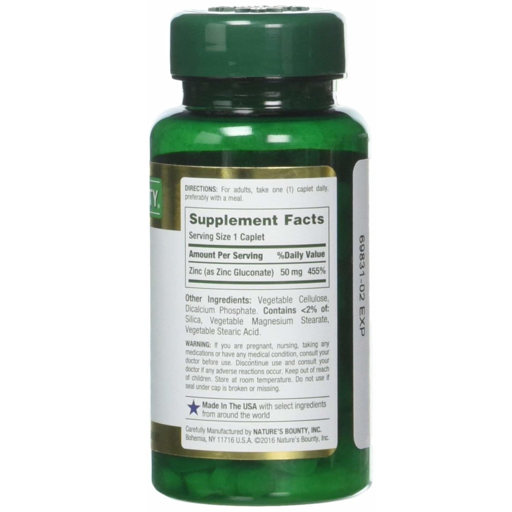 Nature's Bounty Zinc 50 mg Caplets - 2 Pack
