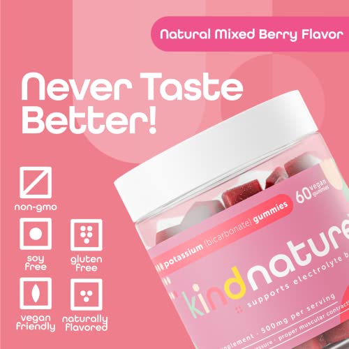 Kind Nature Potassium Gummies - 500mg, Vegan, 60 Count
