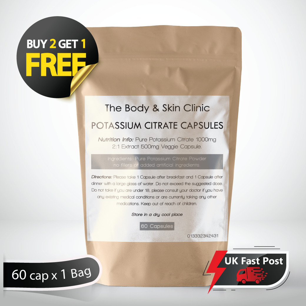 Vegan Potassium Citrate 1000mg Capsules - 100% Pure