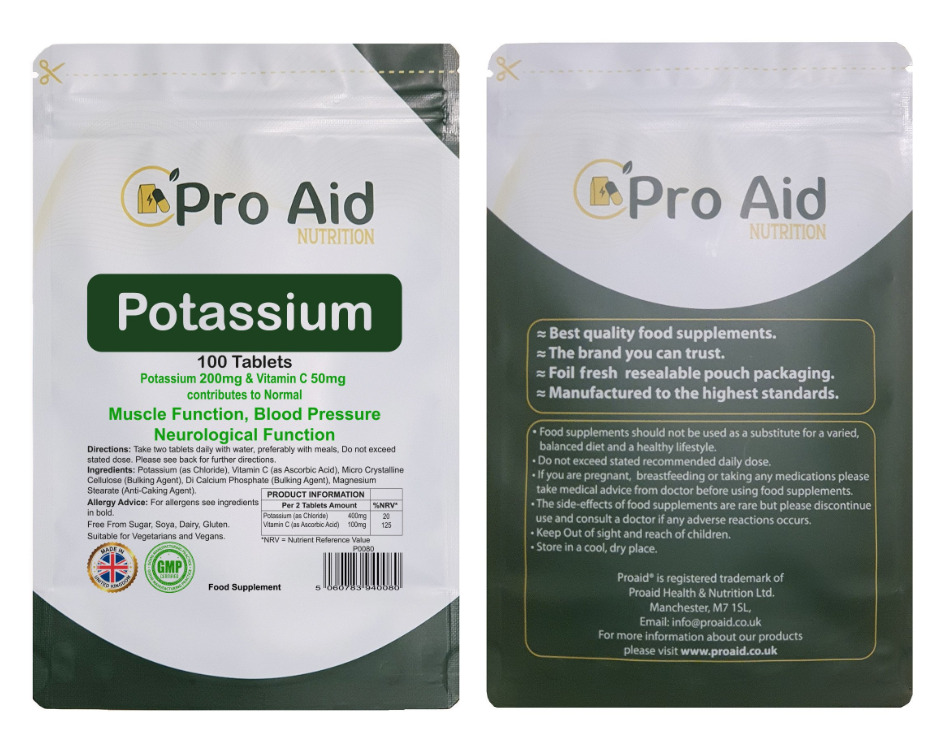 Potassium Tablets 200mg - 100 Count Supplement