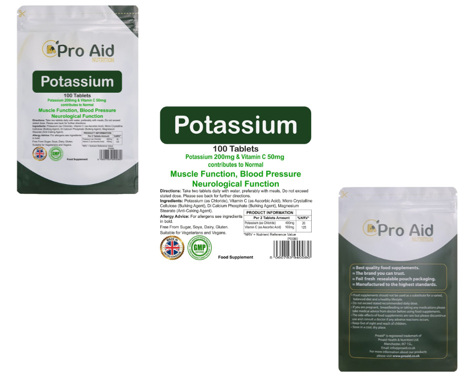 Potassium Tablets 200mg - 100 Count Supplement