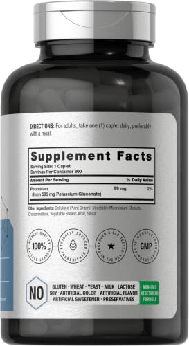Potassium Gluconate 595mg Vegetarian Supplement 300 Count