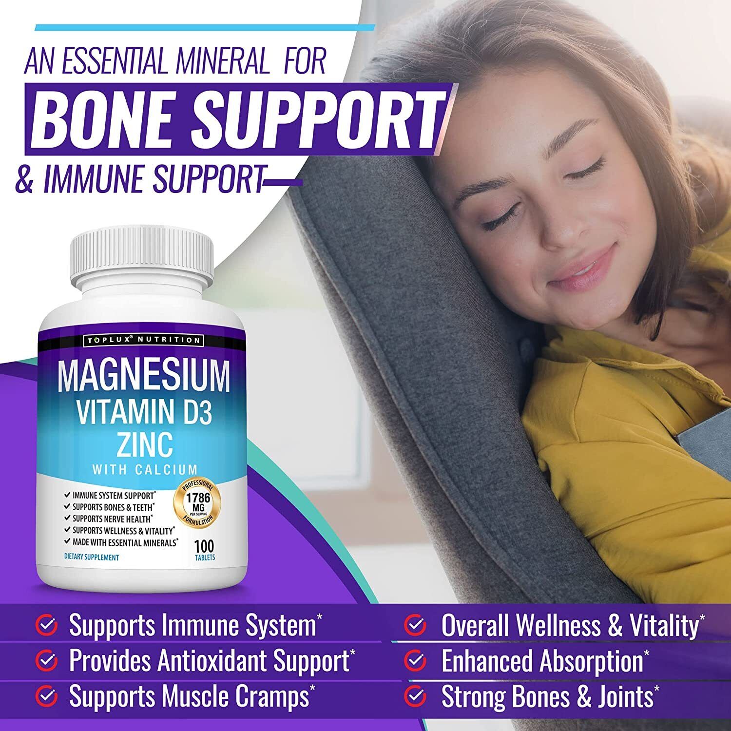 Magnesium Zinc D3 Calcium Complex – 100 Tablets