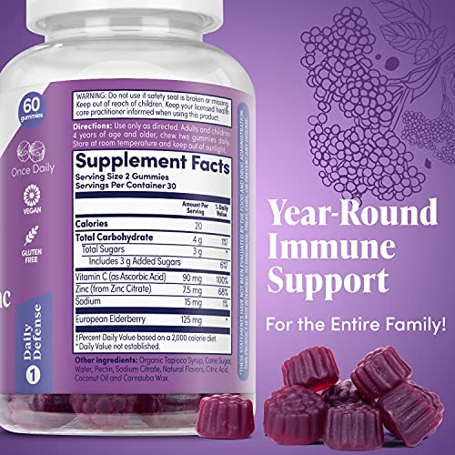Zand Elderberry Zinc Gummy Supplements - 60 Count