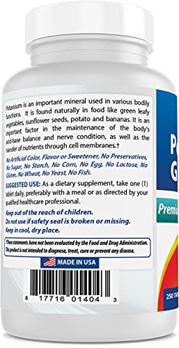 Potassium Gluconate 595 mg, 250 Tablets