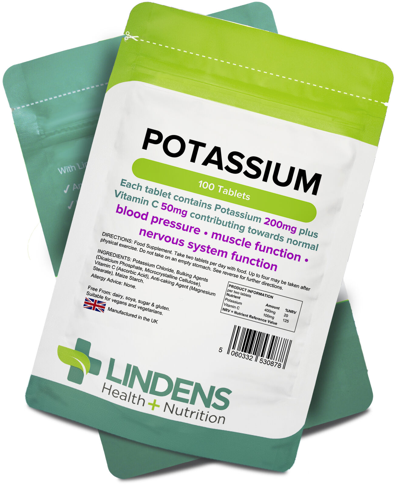 Lindens 200mg Potassium Tablets for Healthy Blood Pressure