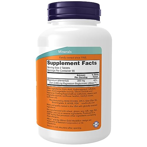 NOW Magnesium Glycinate 100 mg, 180 Tablets