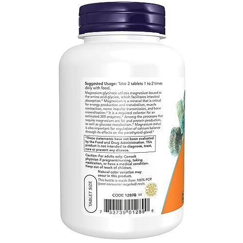 NOW Magnesium Glycinate 100 mg, 180 Tablets