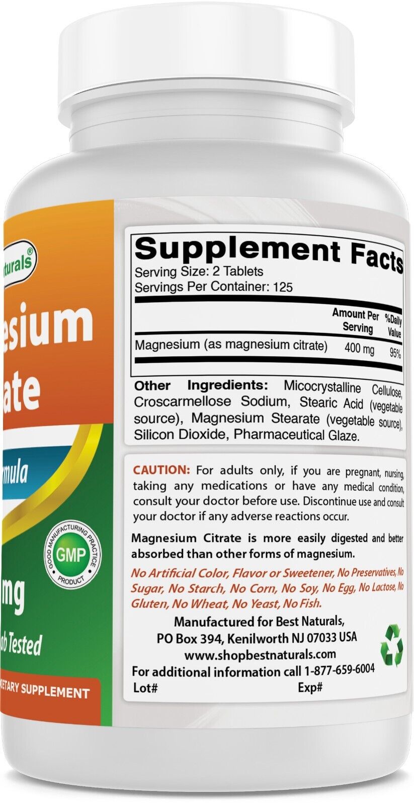 Magnesium Citrate 400mg - 250 Tablets
