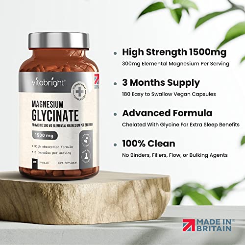 High Strength Magnesium Glycinate 1500mg - 180 Capsules