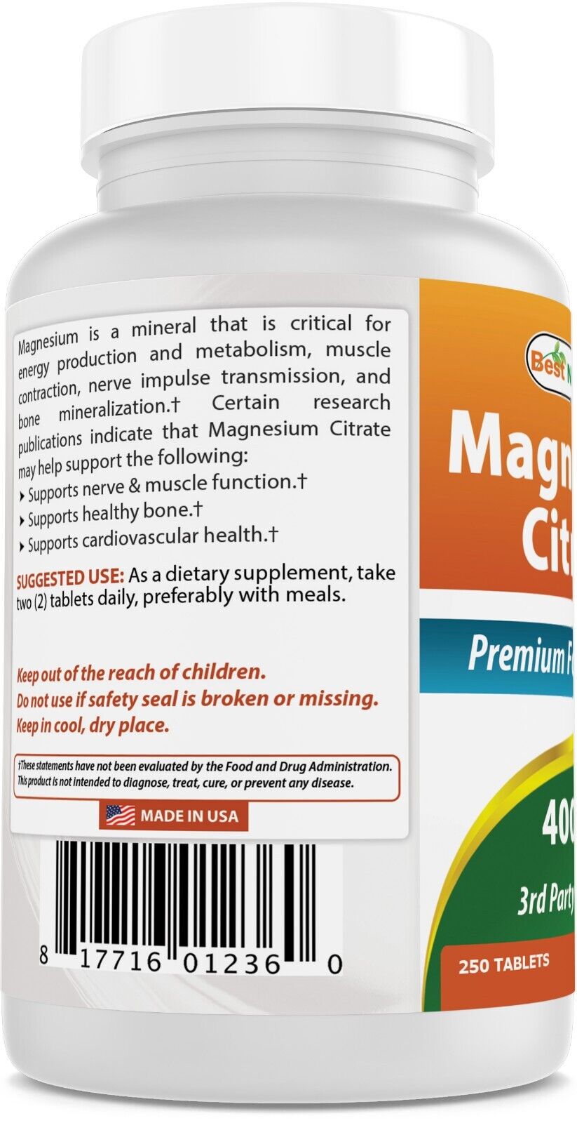 Magnesium Citrate 400mg - 250 Tablets