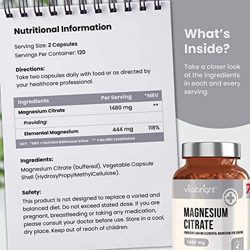 High-Dose Magnesium Citrate Capsules - 240 Count