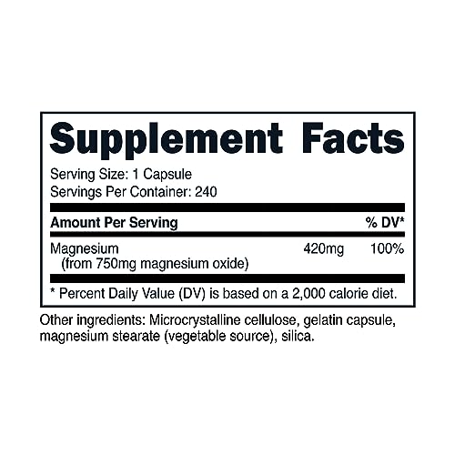 Nutricost Magnesium Oxide 750mg - 240 Capsules
