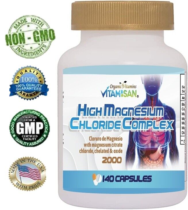 Magnesium Chloride 2000 mg - 280 Capsules (2 Bottles)