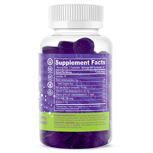 Iron Gummies with Vitamin C & B12 - 60 Count