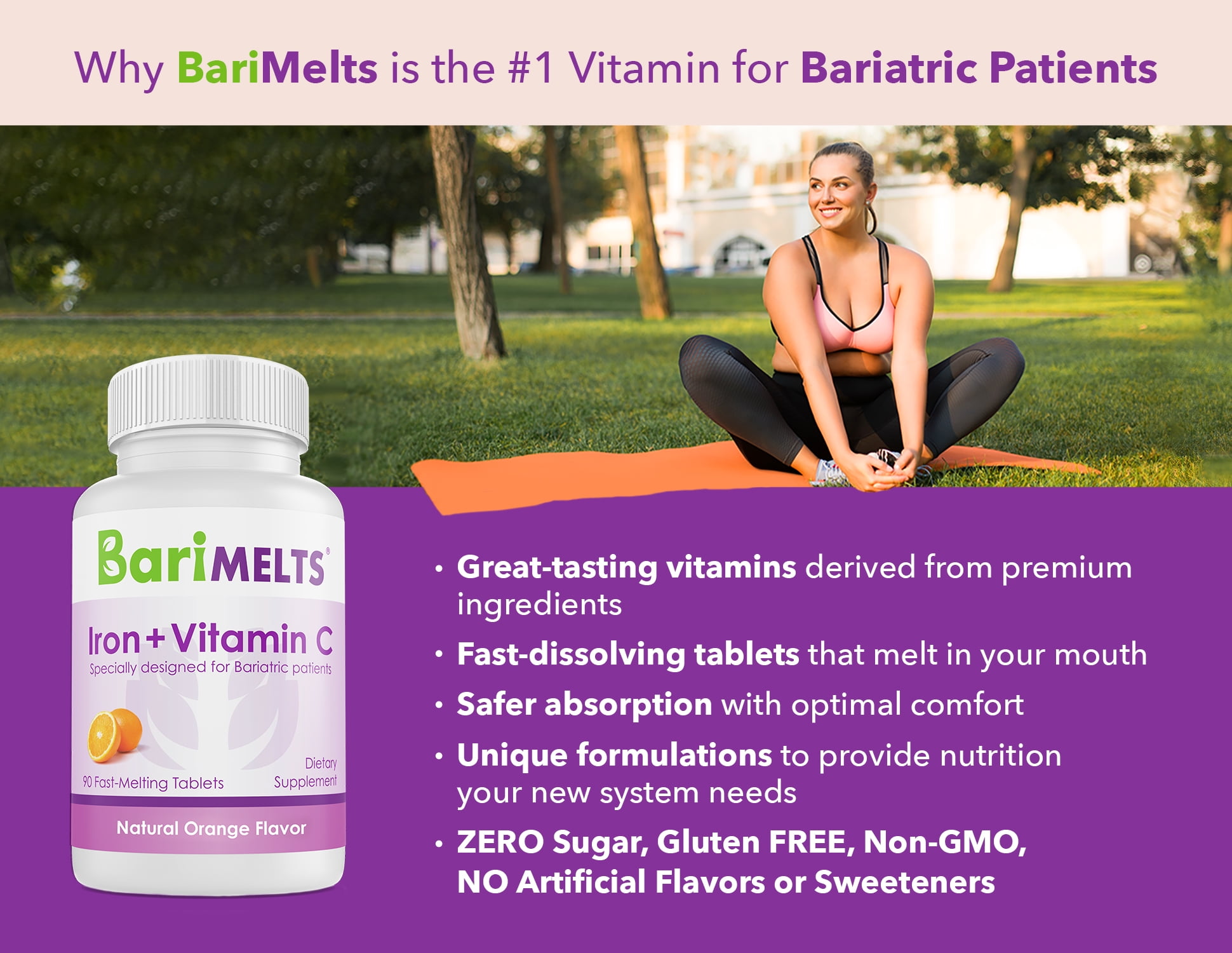BariMelts Iron + Vitamin C, Melting Tablets, 90 Count