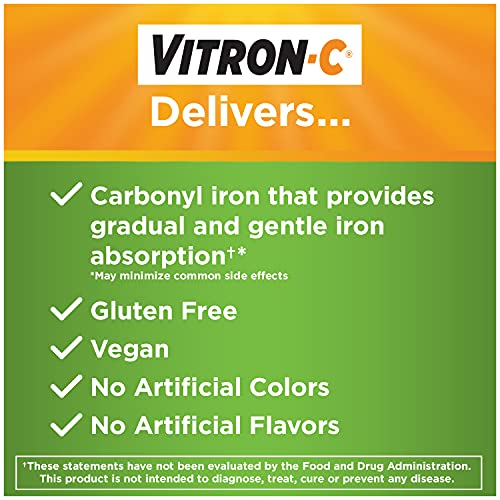Vitron-C Iron Supplement with Vitamin C, 60 Tablets