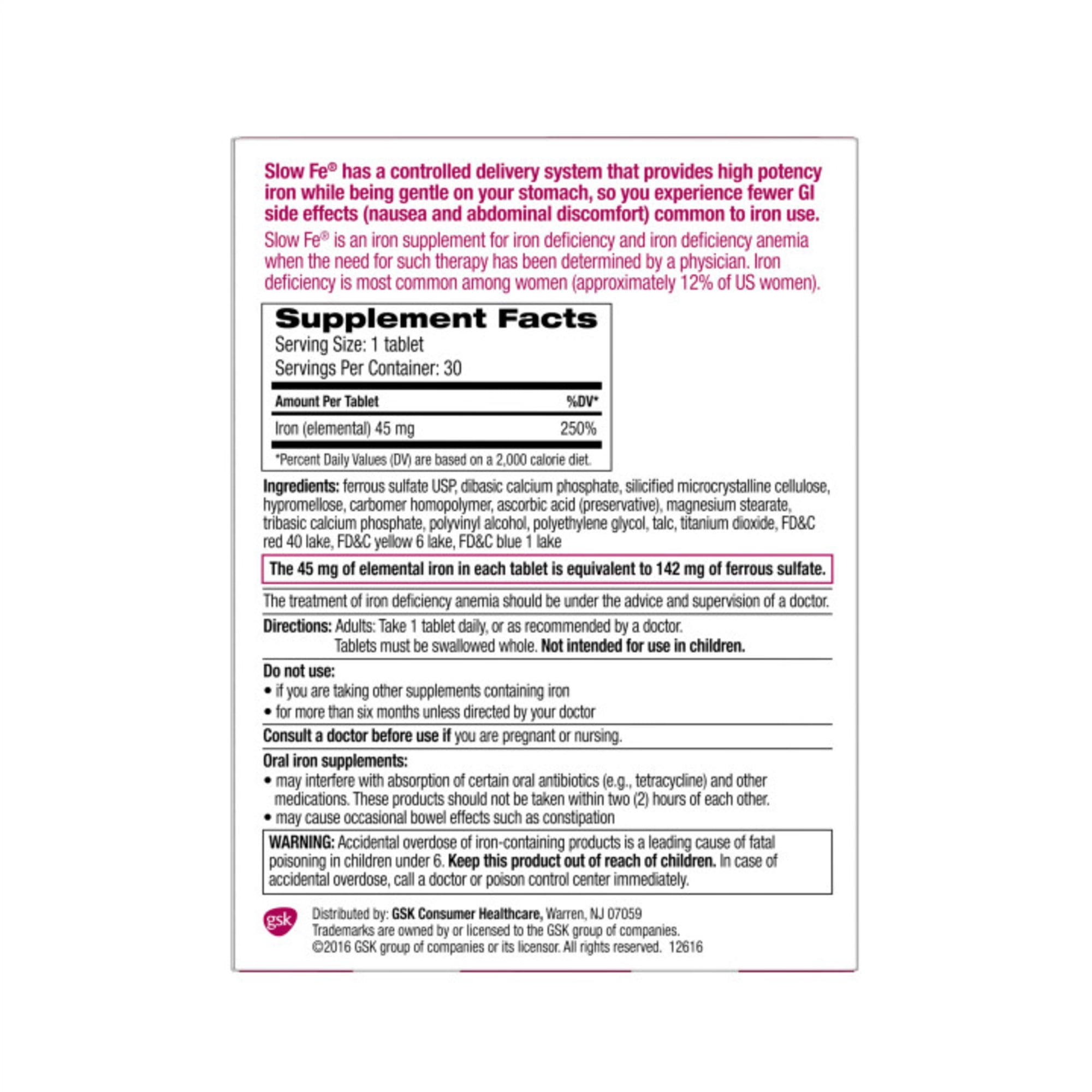 Slow Release Iron Supplement - 60 Tablets