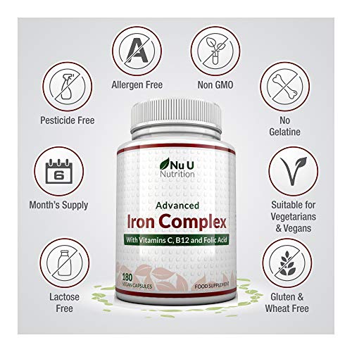 Vegan Iron Capsules with Vitamin C & B12