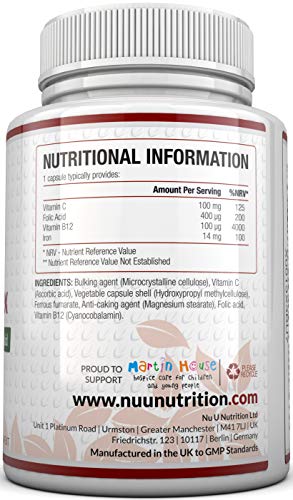 Vegan Iron Capsules with Vitamin C & B12