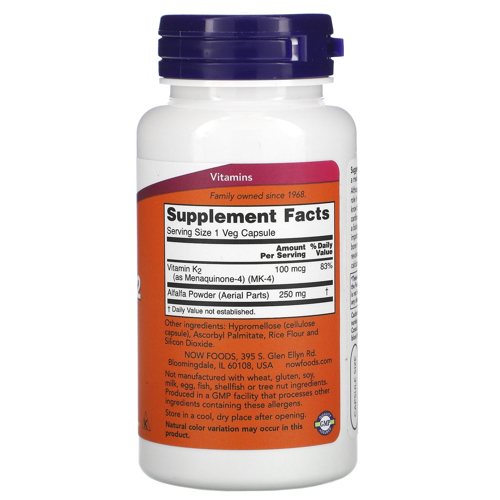 Now Foods Vitamin K-2, 100 Capsules