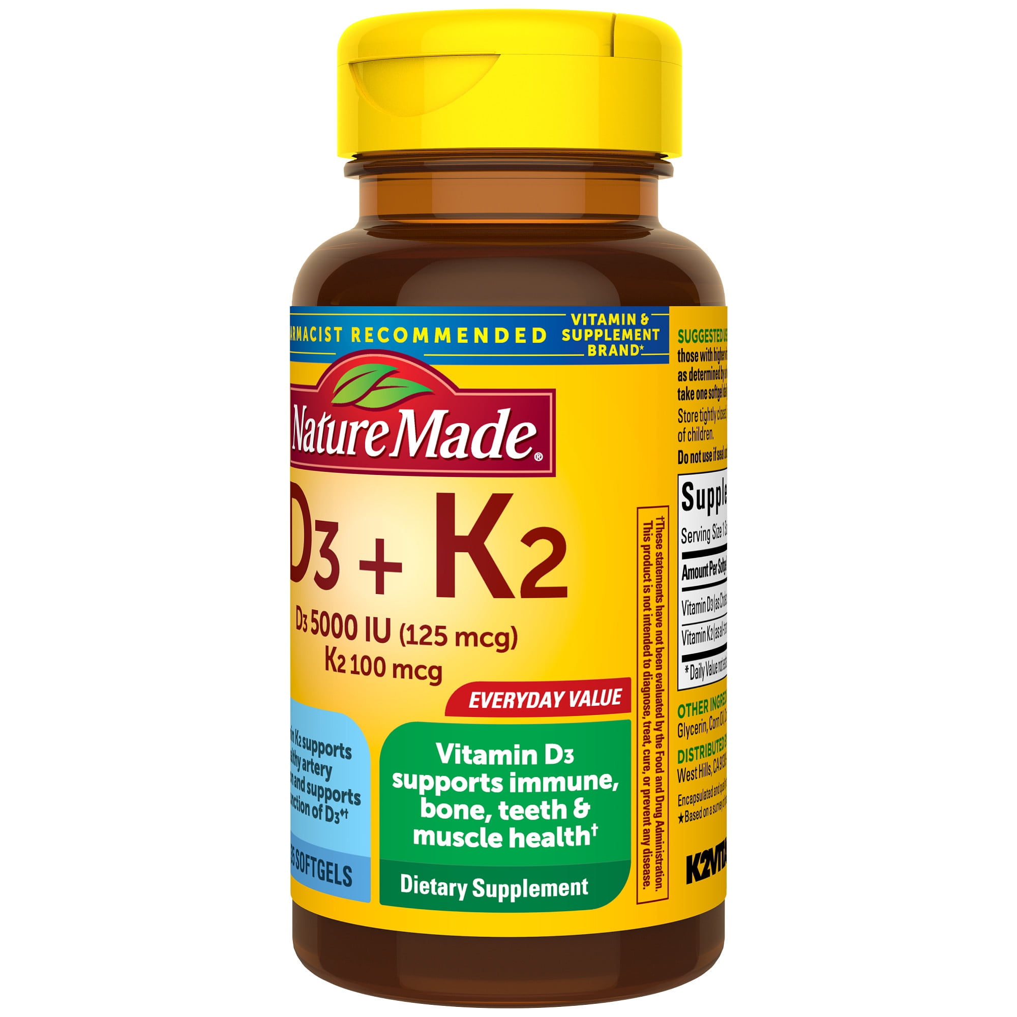 Nature Made Vitamin D3 K2 Softgels, 35 Count