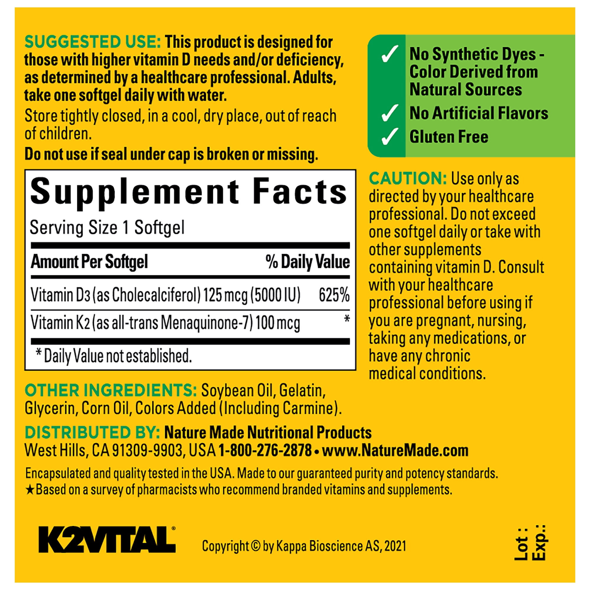 Nature Made Vitamin D3 K2 Softgels, 35 Count