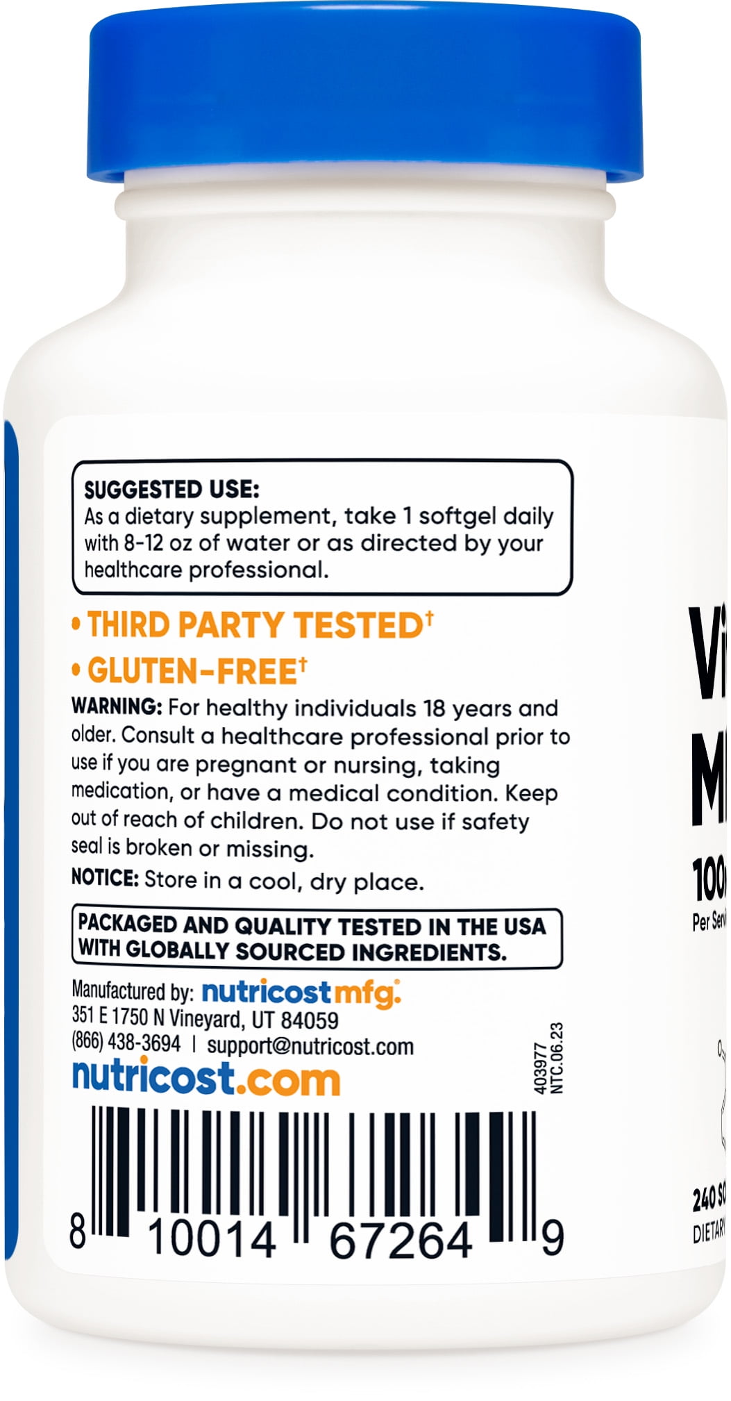 Nutricost Vitamin K2 MK-7 100mcg, 240 Softgels