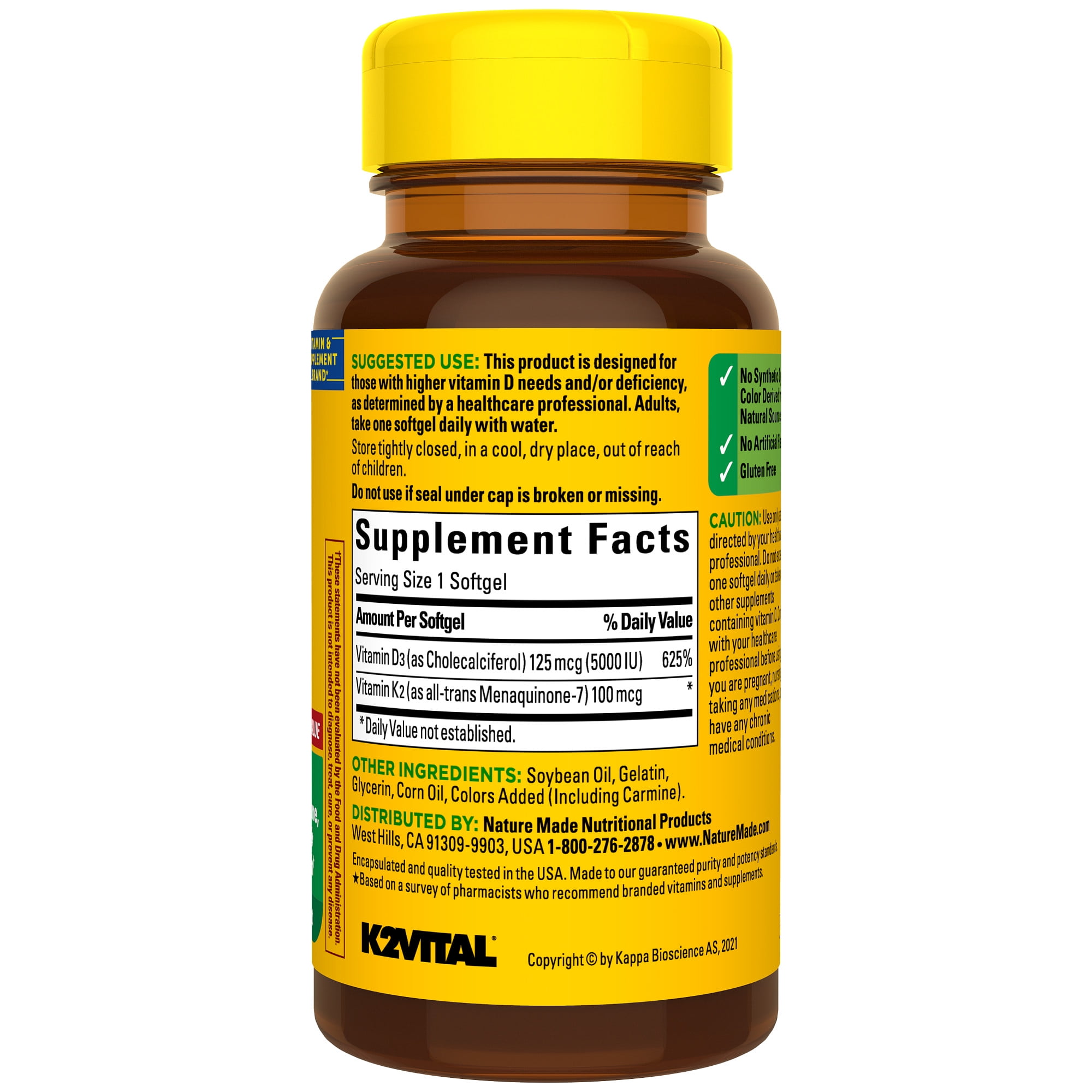 Nature Made Vitamin D3 K2 Softgels, 35 Count