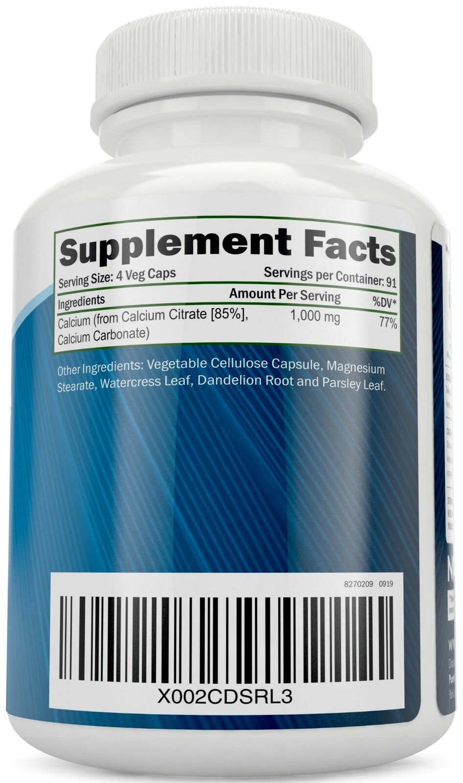 Calcium Citrate 1000mg Vegan Capsules for Strong Bones