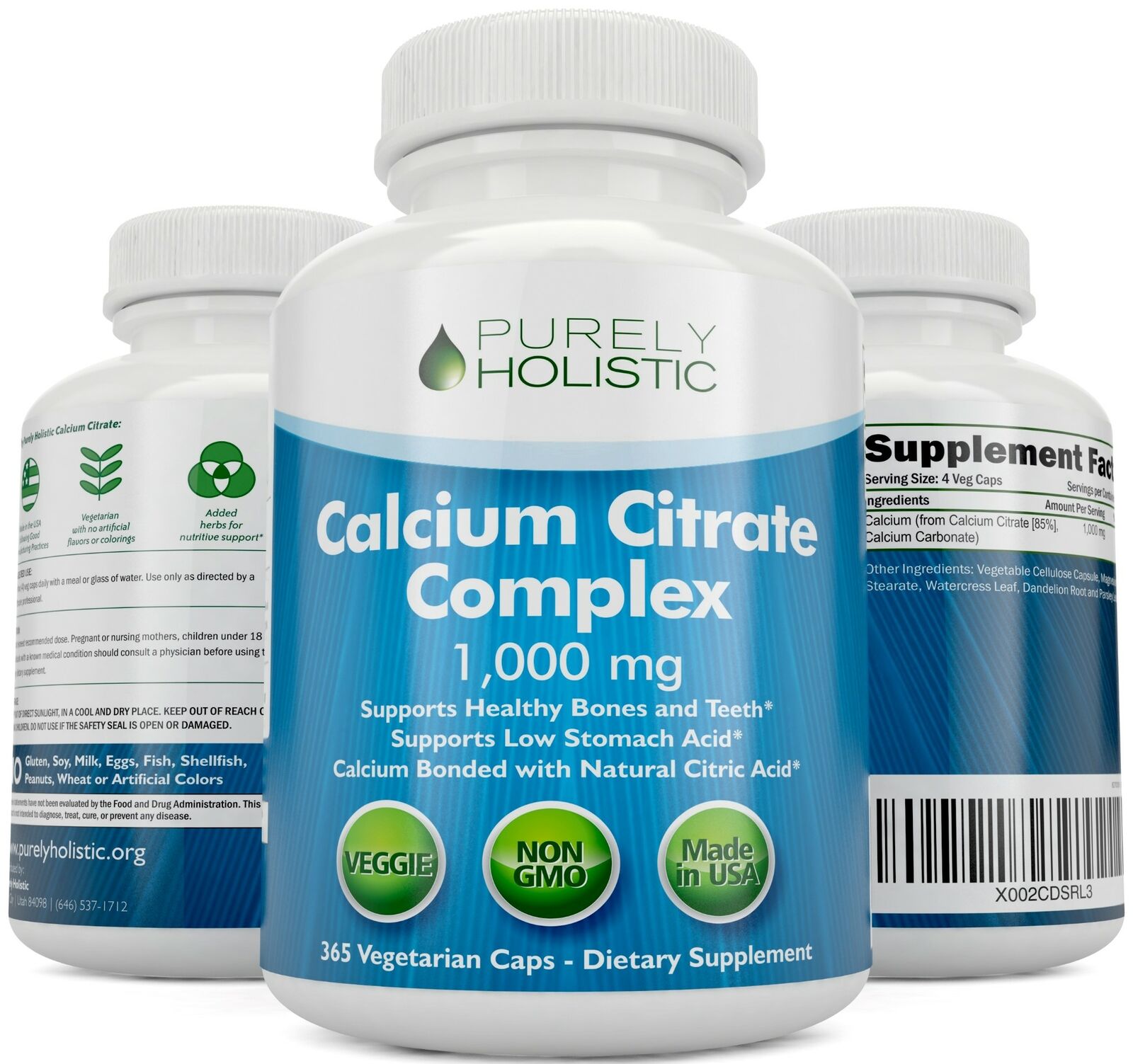 Calcium Citrate 1000mg Vegan Capsules for Strong Bones
