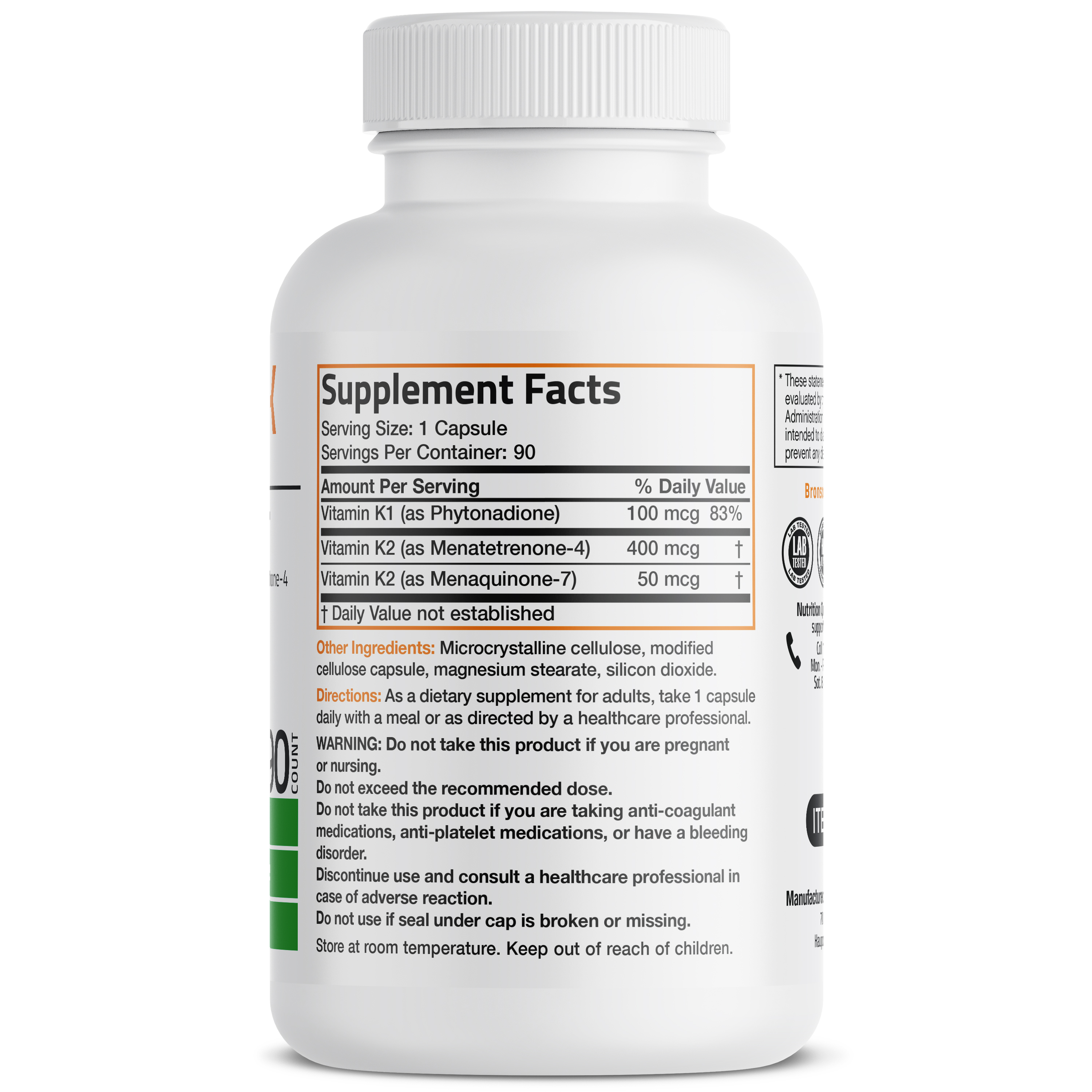 Bronson Vitamin K Trio - 90 Capsules