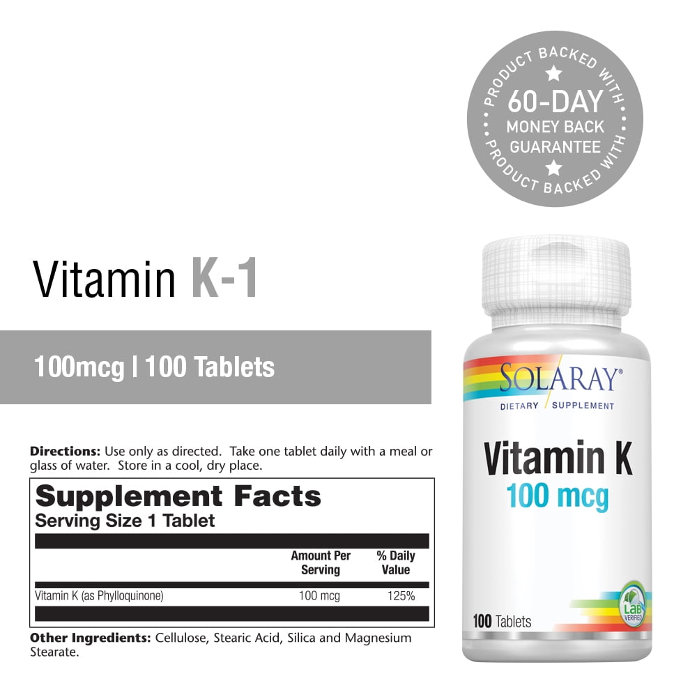 Solaray Vitamin K-1 100mcg for Bone and Blood Health