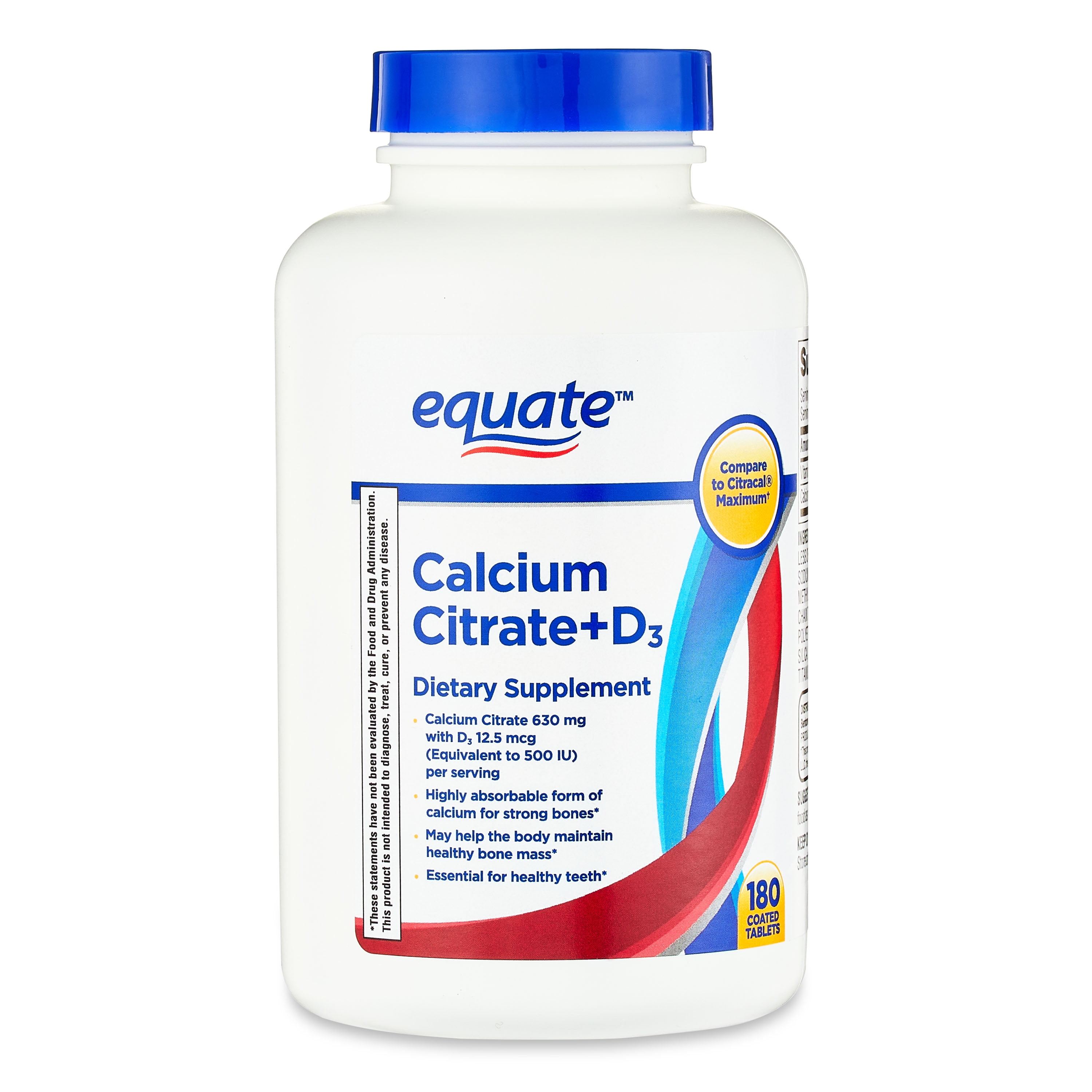 Equate Calcium Citrate + D3 Tablets for Bones