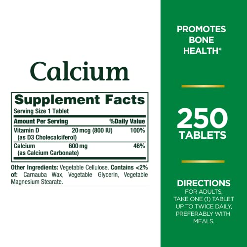 Nature's Bounty Calcium 600 mg with D3, 250 Tablets