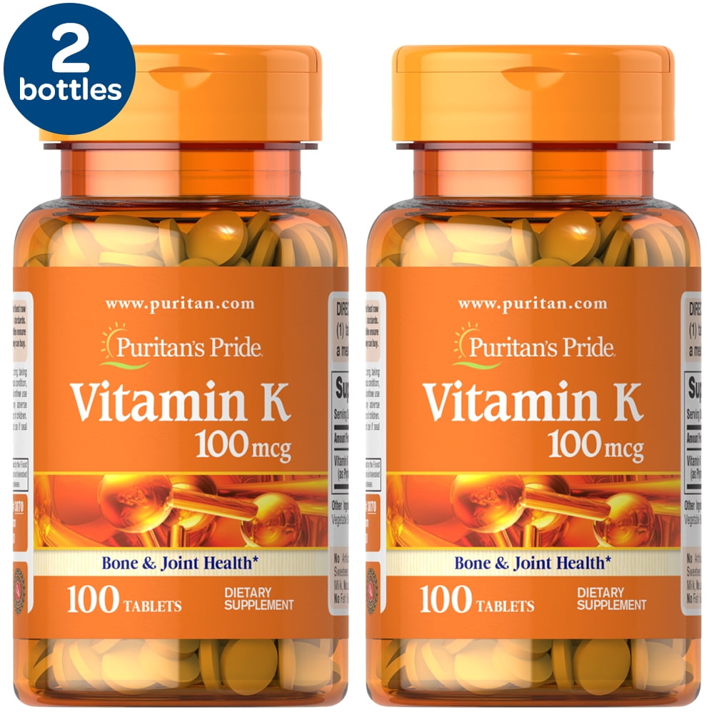 Puritan's Pride Vitamin K 100 mcg Tablets, 2-Pack