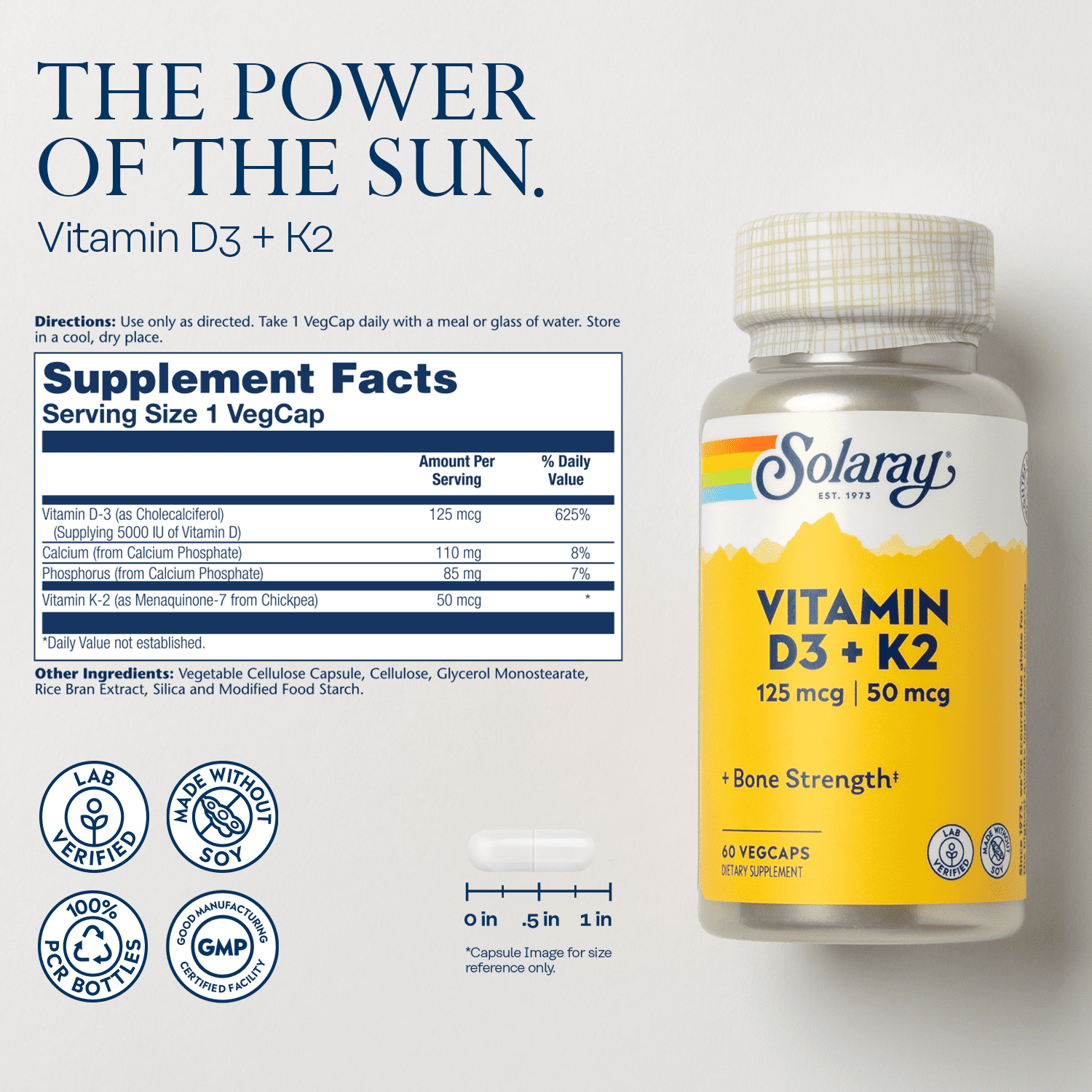 Solaray Vitamin D3 + K2 for Heart Health