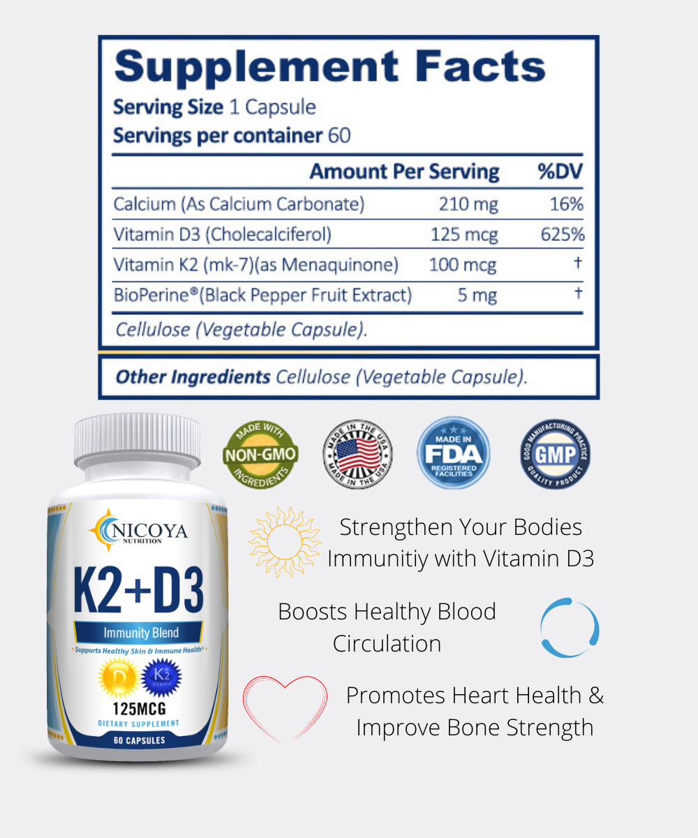 Vitamin K2 D3 with BioPerine for Immunity & Heart
