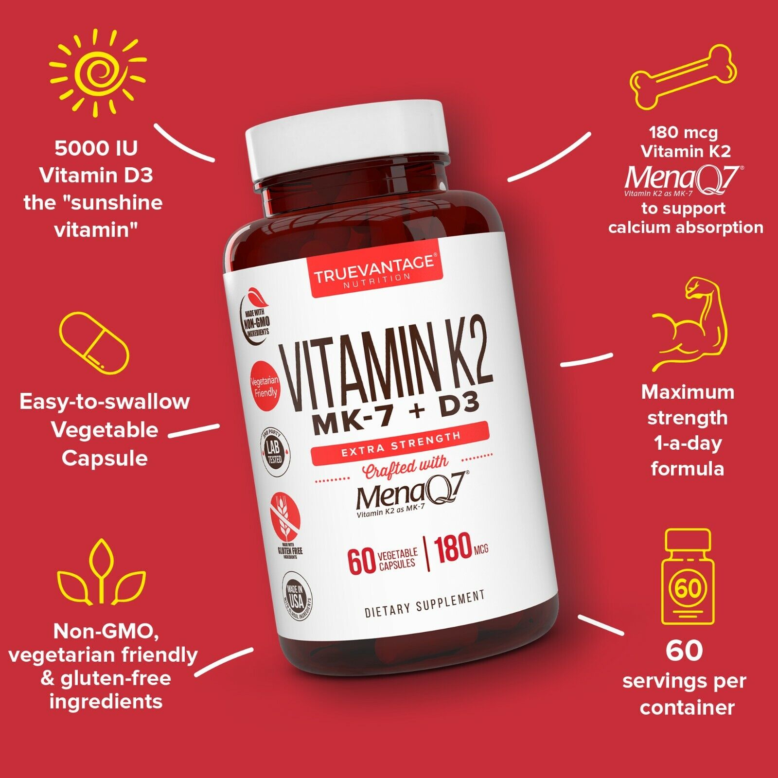 Vitamin K2 and D3 Supplement for Heart Health