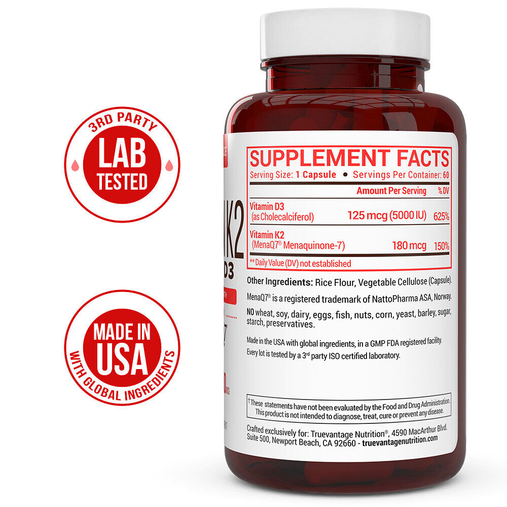 Vitamin K2 and D3 Supplement for Heart Health
