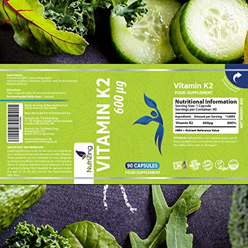 NutriZing Vitamin K2 MK-7 600mcg Vegan Capsules