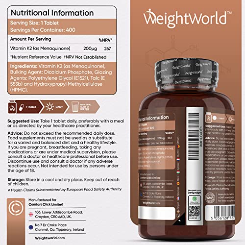 Vitamin K2 200µg - 400 Vegan Tablets