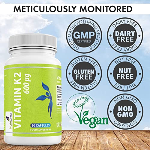 NutriZing Vitamin K2 MK-7 600mcg Vegan Capsules